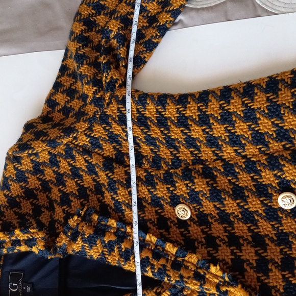 G by Giuliana navy blue and mustard color waist line jacket. Size M. - Picture 7 of 10